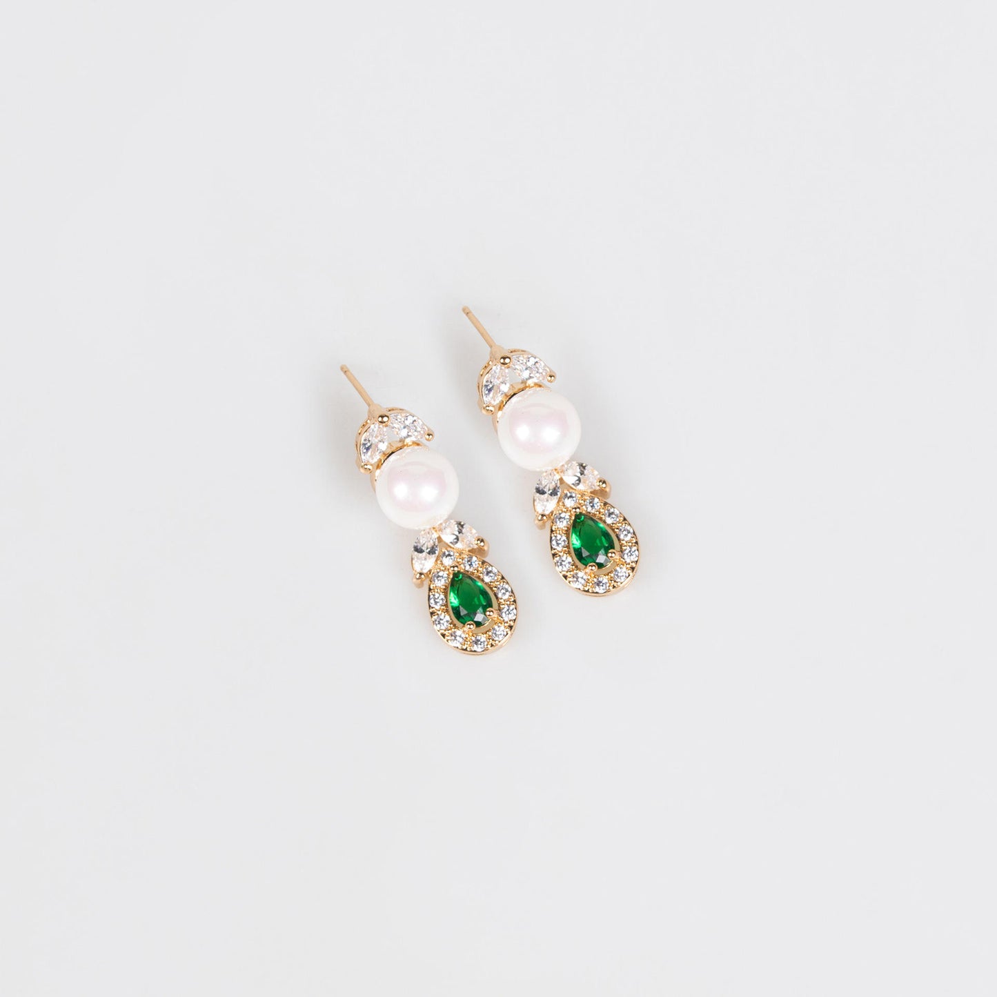Emerald Green Teardrop & Pearl Lariat Necklace Set – Silver Tone Y-Shape Drop Statement Jewelry for Evening Wear