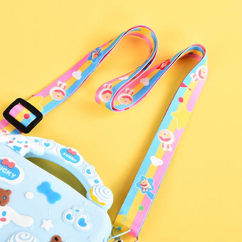 Cartoon Silicone Kids Coin Purse Cross-backpack Adjustable Shoulder Bag Small Gift Bag