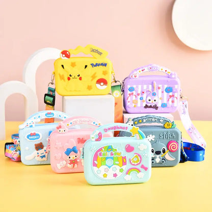 Cartoon Silicone Kids Coin Purse Cross-backpack Adjustable Shoulder Bag Small Gift Bag