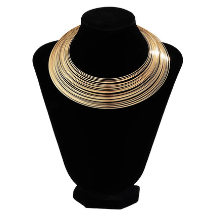 Trendy Multi-Layer Wire Link Chain Punk Metal Collar Choker Necklace African Style Hip Hop Fashion Chains Necklaces
