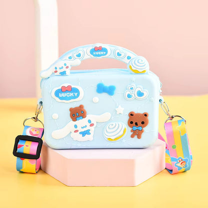 Cartoon Silicone Kids Coin Purse Cross-backpack Adjustable Shoulder Bag Small Gift Bag