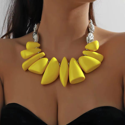 Chunky Statement Necklace for Women – Bold Resin Beads in Multiple Colors with Silver Accents