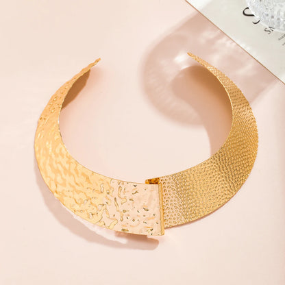 SHIXIN African Exaggerated Fold Metal Wire Open Torques Choker Necklace Women Gold Adjustable Chain Grunge Jewelry Punk Men