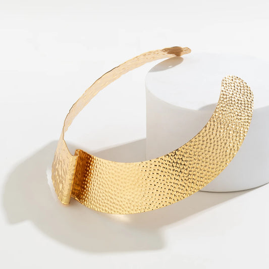 SHIXIN African Exaggerated Fold Metal Wire Open Torques Choker Necklace Women Gold Adjustable Chain Grunge Jewelry Punk Men