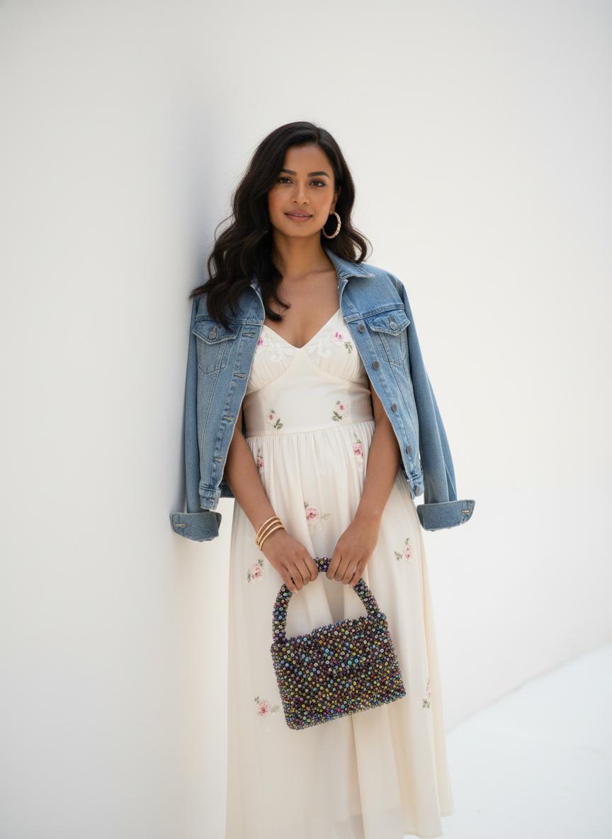 ICONIC Hued Crystal Beaded Bag with Sling