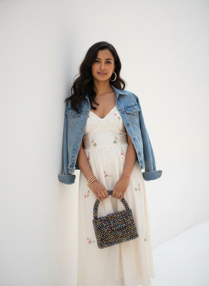 ICONIC Hued Crystal Beaded Bag with Sling