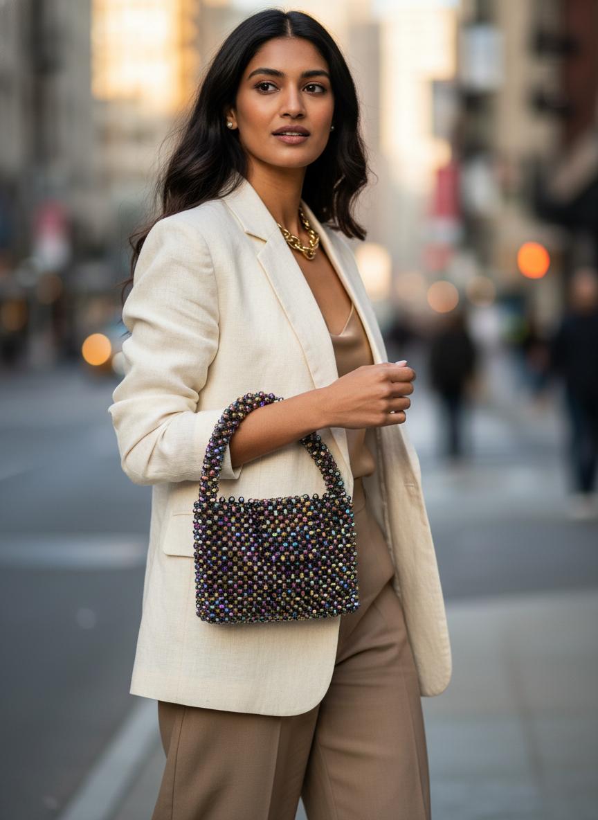 ICONIC Hued Crystal Beaded Bag with Sling