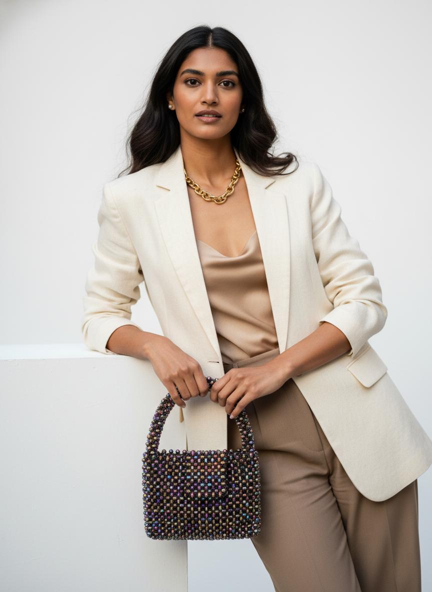 ICONIC Hued Crystal Beaded Bag with Sling