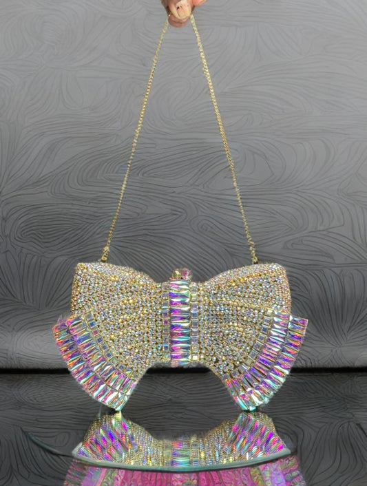 Bow shaped Crystal clutch