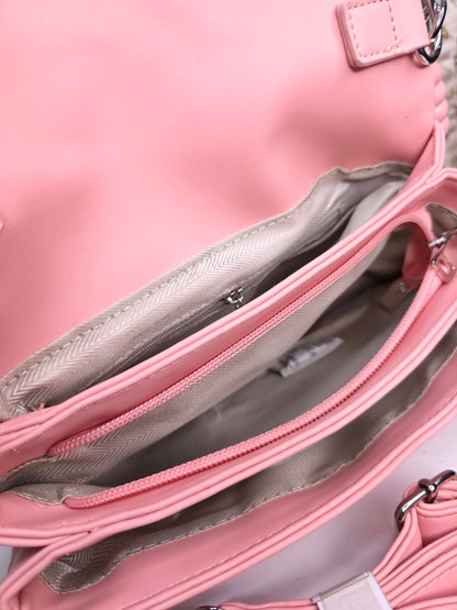 Soft leather peach bow bag with detachable sling