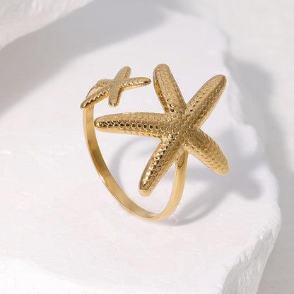 Adjustable Double Starfish Toe Ring | Gold or Silver Beach Jewelry