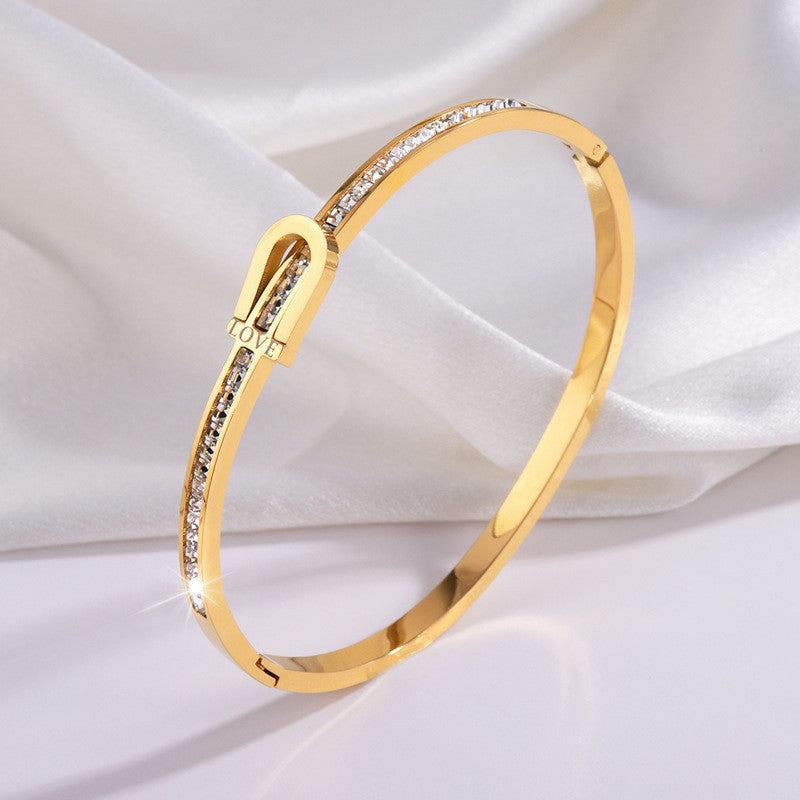The Modern Bangle Collection: Chic Stainless Steel & Crystal Bracelets