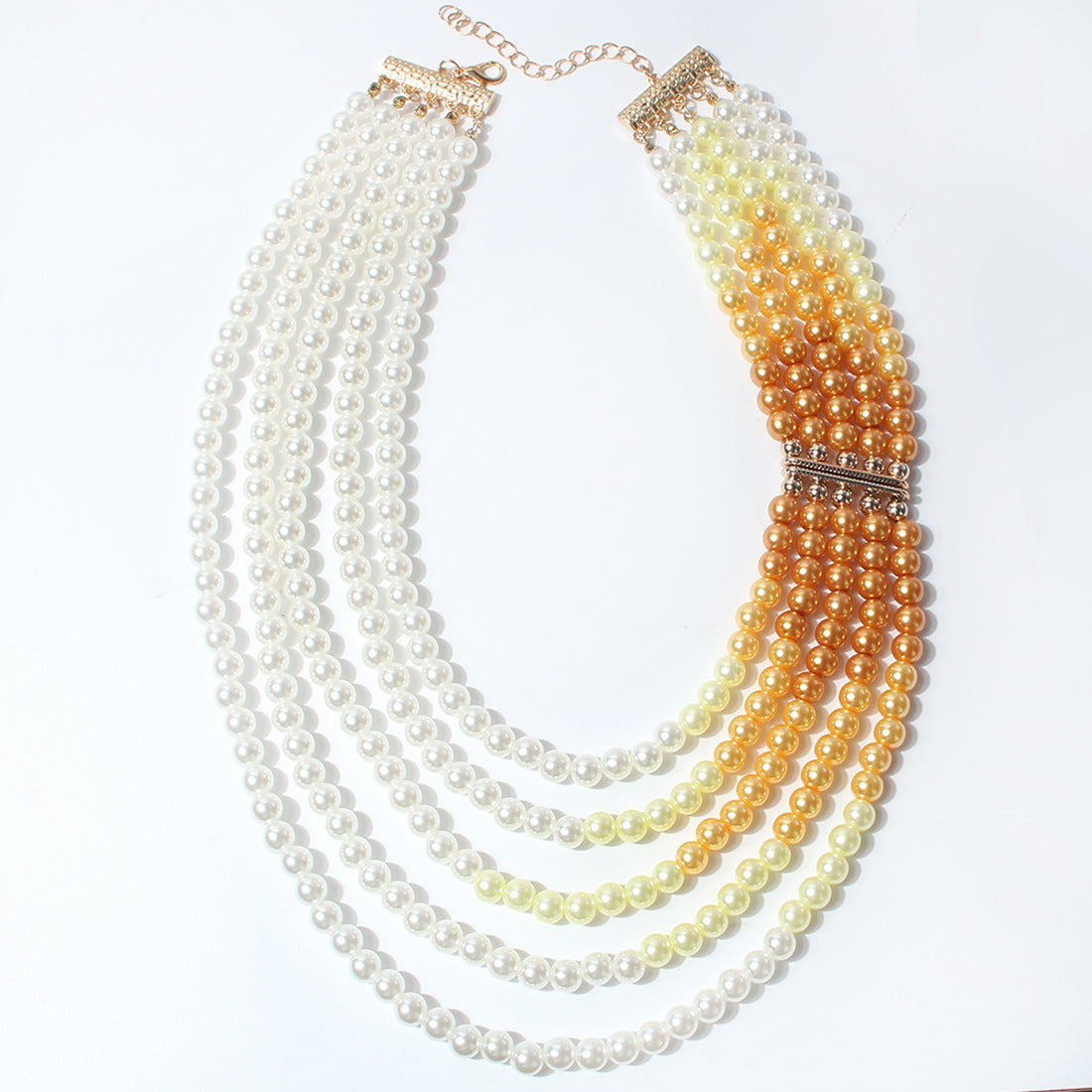 Elegant Multi-Layered Pearl Necklace for Women – Golden & Blue Designer Jewelry for Sarees and Parties
