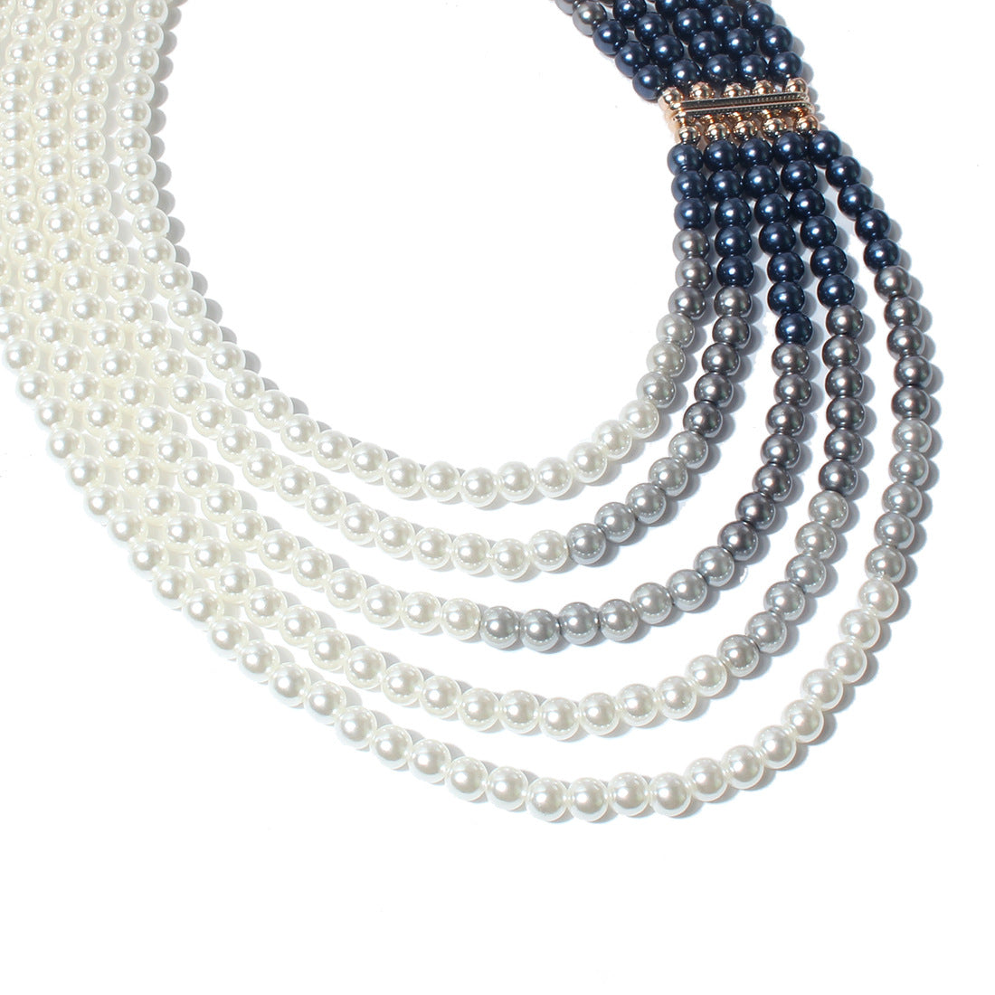 Elegant Multi-Layered Pearl Necklace for Women – Golden & Blue Designer Jewelry for Sarees and Parties