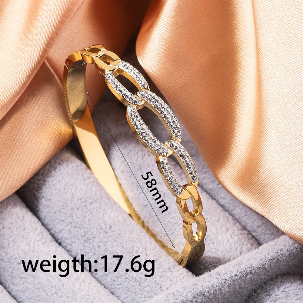 The Modern Bangle Collection: Chic Stainless Steel & Crystal Bracelets