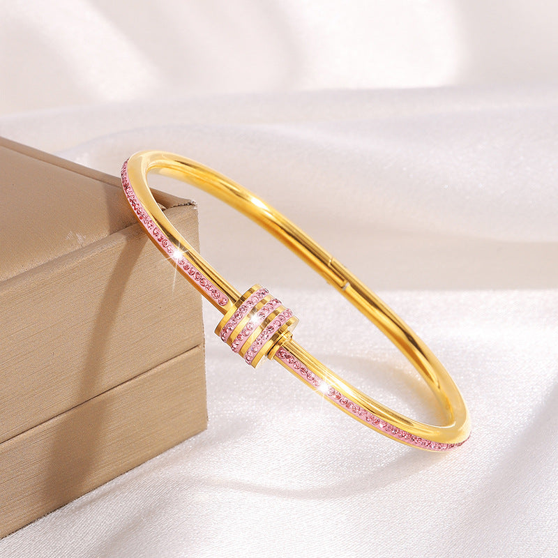The Modern Bangle Collection: Chic Stainless Steel & Crystal Bracelets