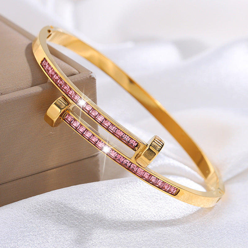 The Modern Bangle Collection: Chic Stainless Steel & Crystal Bracelets