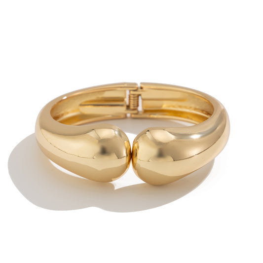 Bold Gold-Tone Statement Cuff Bracelet for Women – Designer Chunky Bangle Jewelry