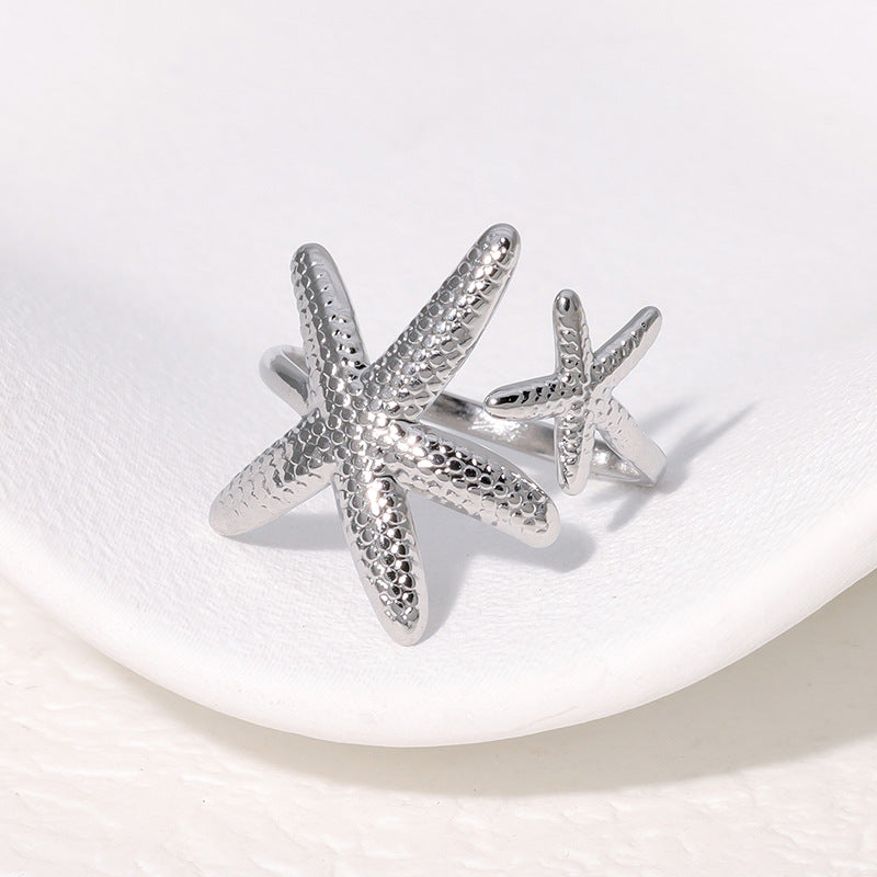 Adjustable Double Starfish Toe Ring | Gold or Silver Beach Jewelry