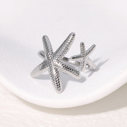 Adjustable Double Starfish Toe Ring | Gold or Silver Beach Jewelry