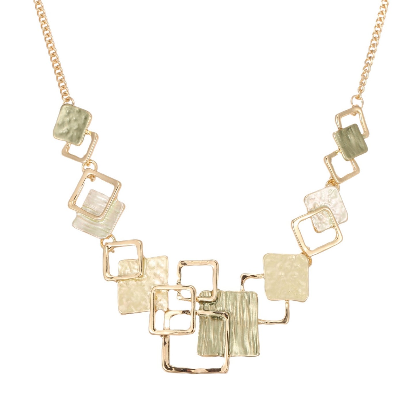 Modern Geometric Necklace & Earring Set in Teal & Gold