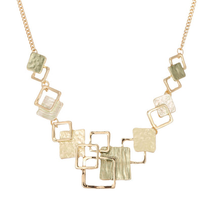 Modern Geometric Necklace & Earring Set in Teal & Gold