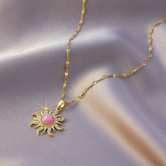The Celestial Pink Opal Sun Necklace