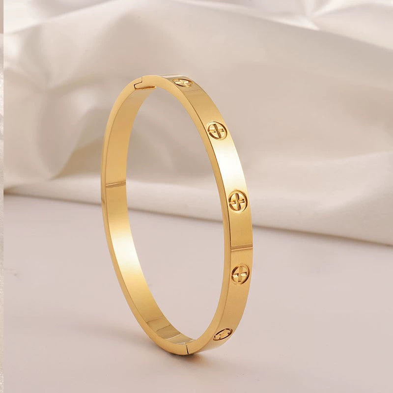 The Modern Bangle Collection: Chic Stainless Steel & Crystal Bracelets