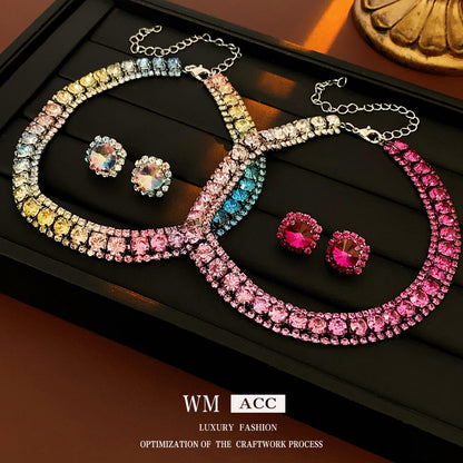 Glamorous Multi-Row Crystal Choker Set | Statement Prom & Party Jewelry