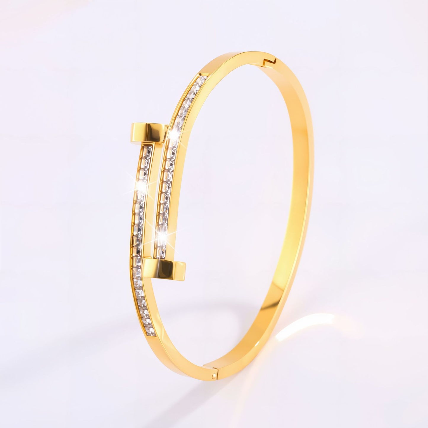 The Modern Bangle Collection: Chic Stainless Steel & Crystal Bracelets