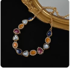 Multi-Color Crystal Statement Necklace | Vintage-Style Halo Collar