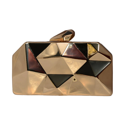 Metallic Hexagon Metal Clutch