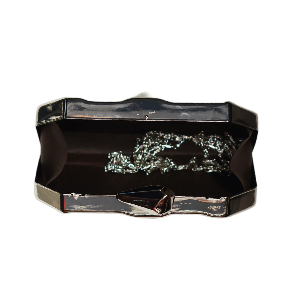 Metallic Hexagon Metal Clutch