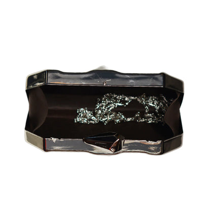 Metallic Hexagon Metal Clutch