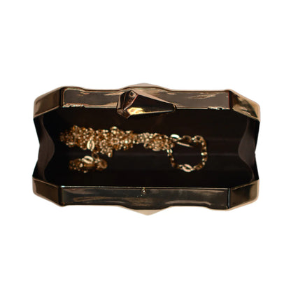 Metallic Hexagon Metal Clutch