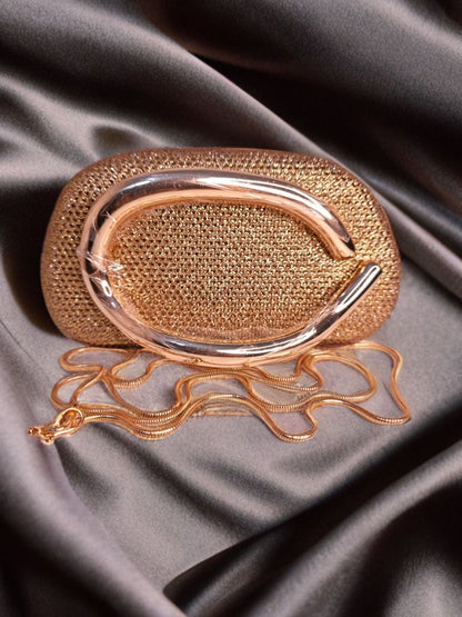 Gold Designer Clutch for Women – Party Wear Sling Bag with Chain | Bagmates India