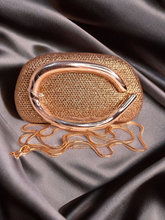 Gold Designer Clutch for Women – Party Wear Sling Bag with Chain | Bagmates India