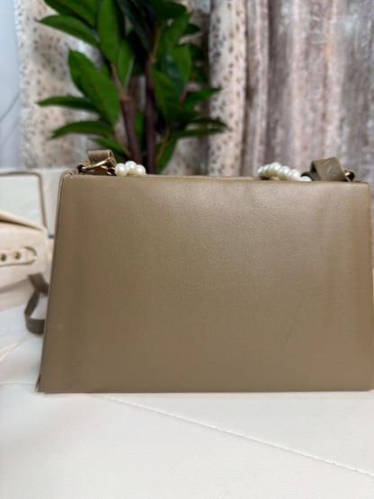 Chic Taupe Croc-Embossed Shoulder Bag with Adjustable Strap