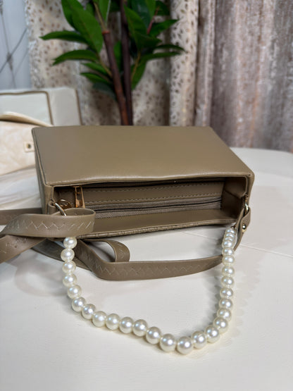 Chic Taupe Croc-Embossed Shoulder Bag with Adjustable Strap