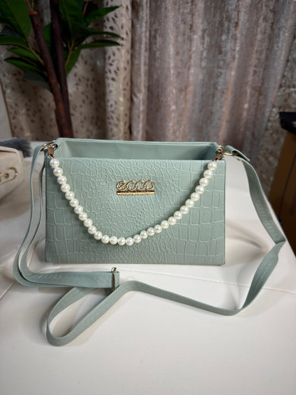 Chic Taupe Croc-Embossed Shoulder Bag with Adjustable Strap
