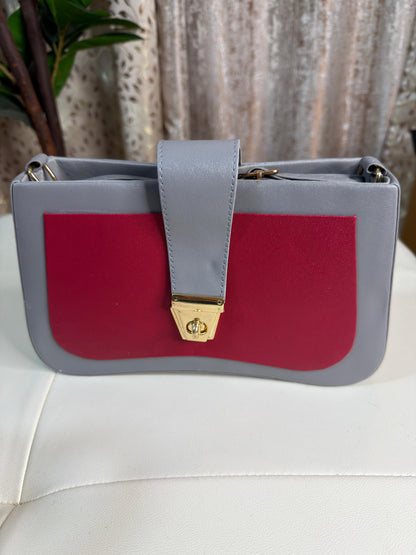 Chic Two-Tone Crossbody Bag with Gold-Tone Clasp