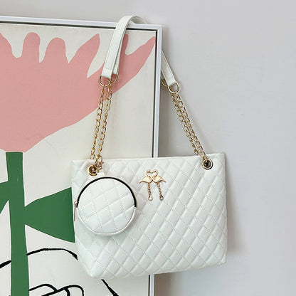Colorful Geometric Cube Patchwork Shoulder Bag & Coin Purse