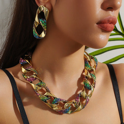 Chunky Chain Link Statement Necklace & Earring Set
