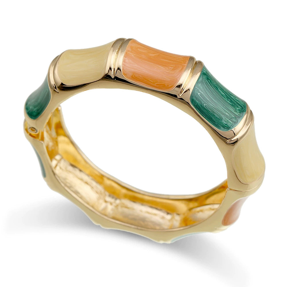 Chic Enamel Hinge Bangle Bracelets - Colorful Collection
