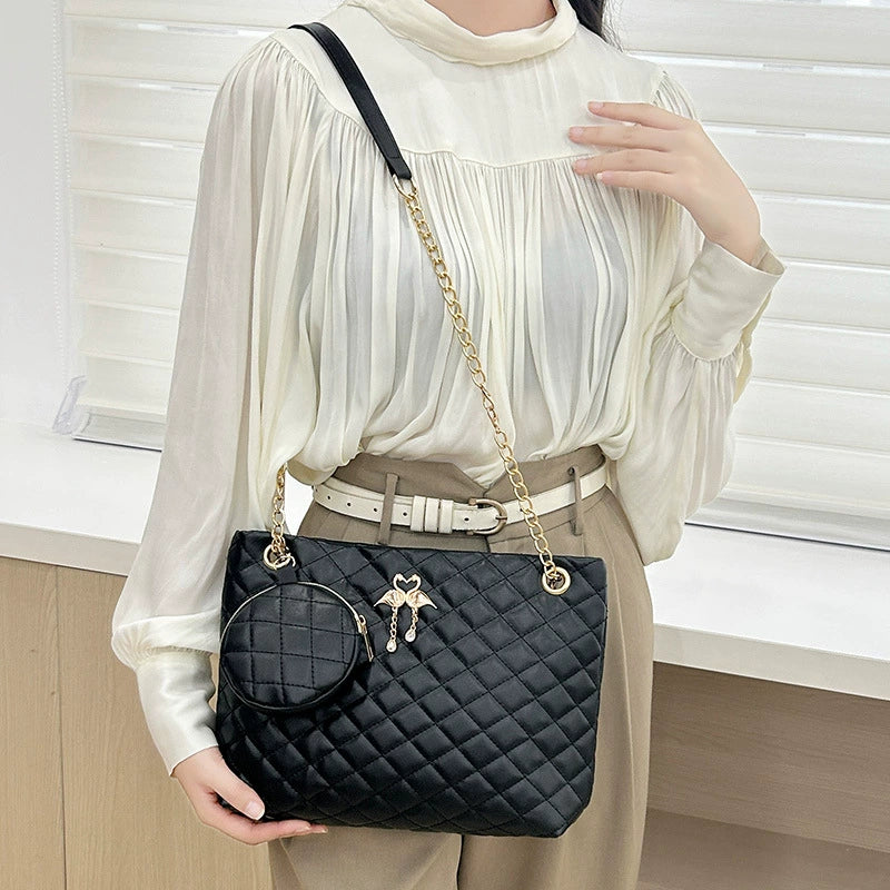 Colorful Geometric Cube Patchwork Shoulder Bag & Coin Purse