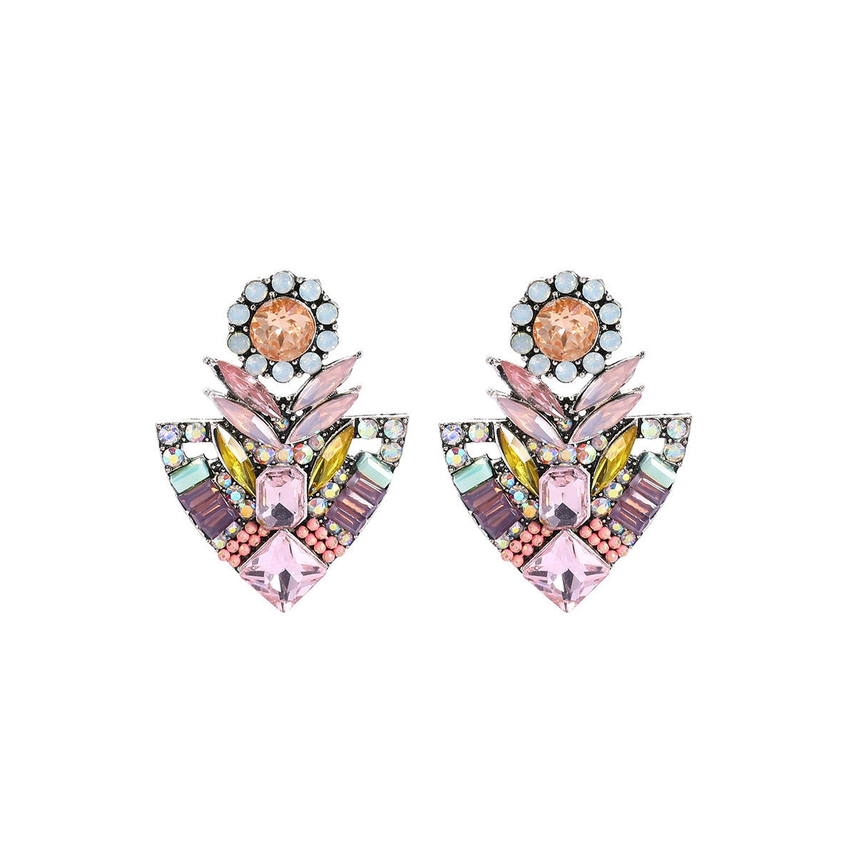 Luxury Geometric Crystal Statement Stud Earrings