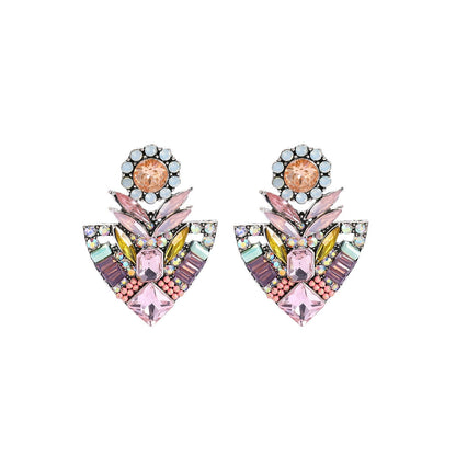 Luxury Geometric Crystal Statement Stud Earrings
