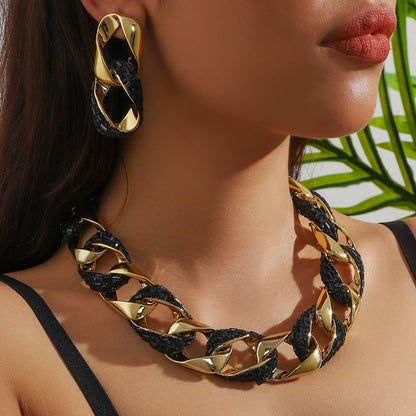 Chunky Chain Link Statement Necklace & Earring Set