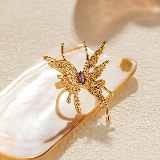 Enchanting Gold Butterfly Statement Ring