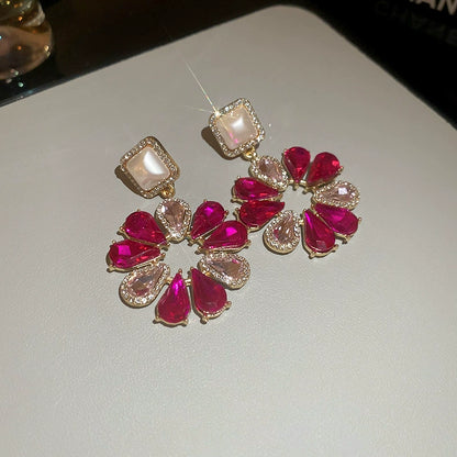 Elegant Double Strand Pearl & Colorful Gemstone Flower Necklace